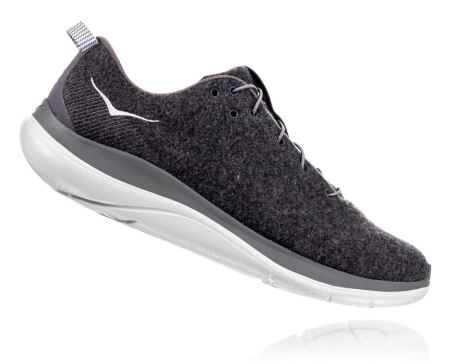 Hoka One One Hupana Flow Wool - Adidasi Alergare Pe Drum Barbati Gri Inchis / Gri | RO-SKtFuAu